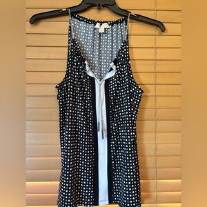 Michael Kors Gray and White Sexy Top with shoulder silver chain. Size Large